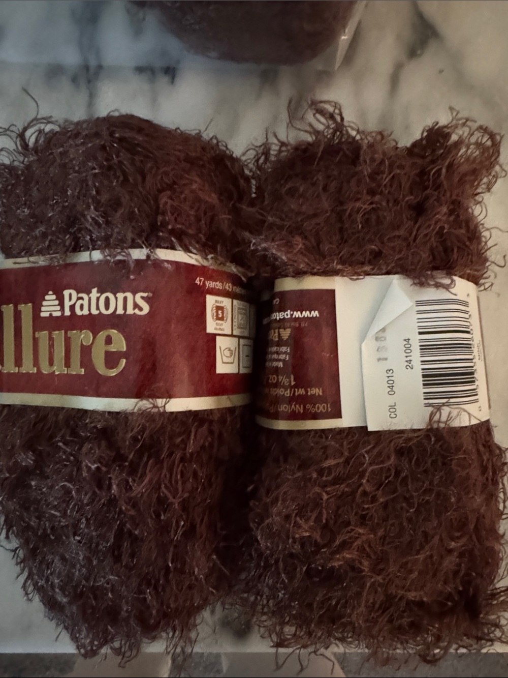Patons Allure Eyelash Yarn - Deep Brown - lot of 3; NWT